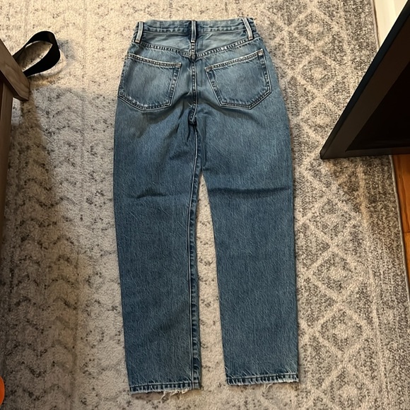 frame blue jean pants with intentional rips great condition size 24 - Picture 5 of 5